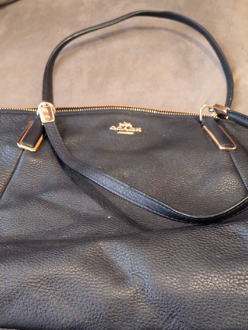 Coach Black Pebbled Leather Shoulder Bag with Gold Hardware